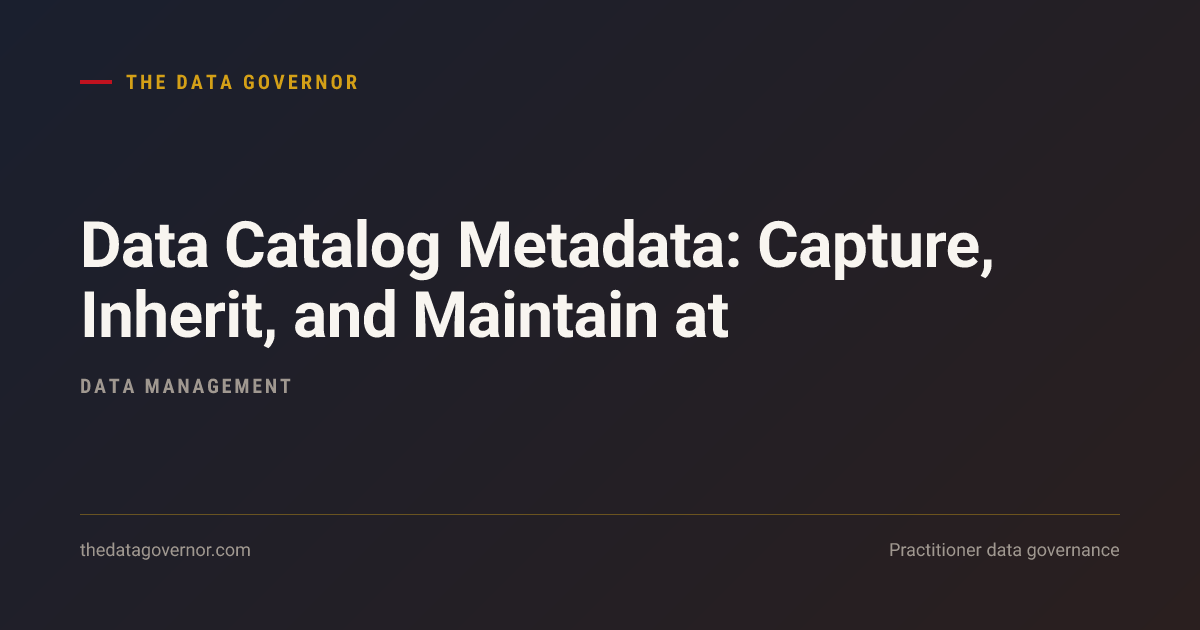 Cover image — Data Catalog Metadata: Capture, Inherit, and Maintain at
